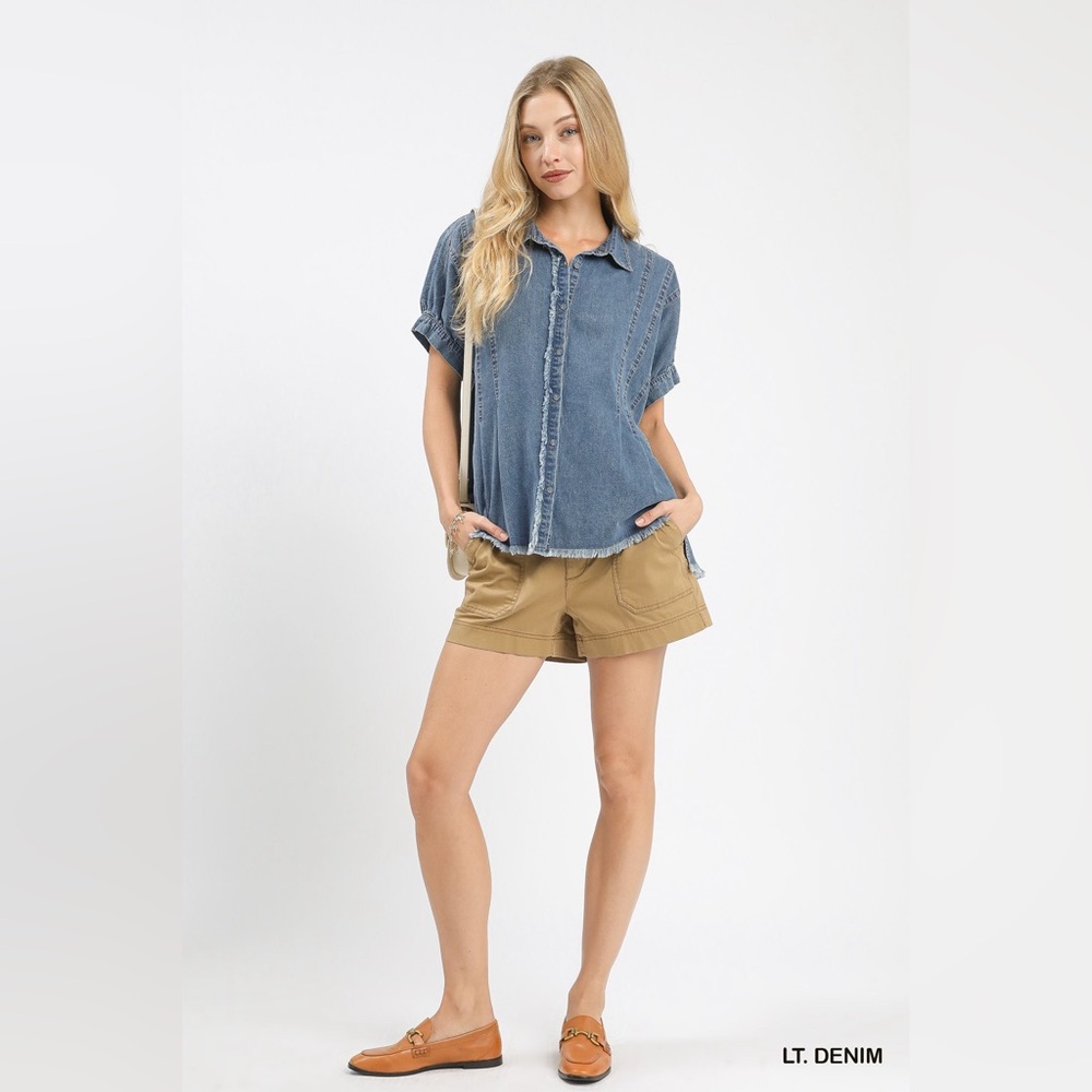 Umgee Light Denim Button Down Shirt